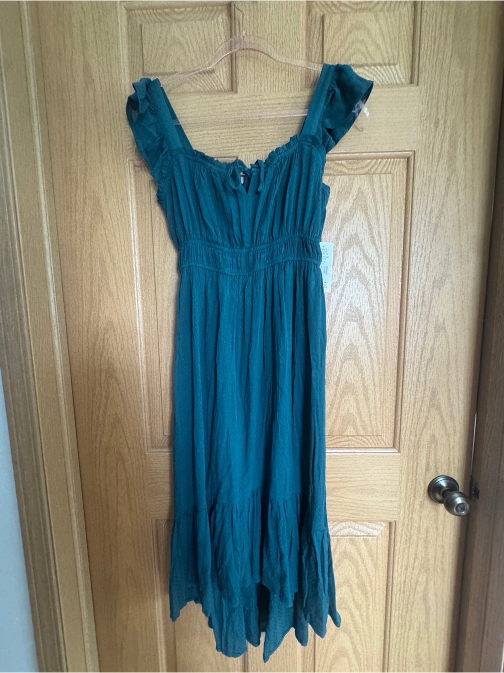 Kohl's Teal Ruffle-Shoulder High-Low Maxi Dress